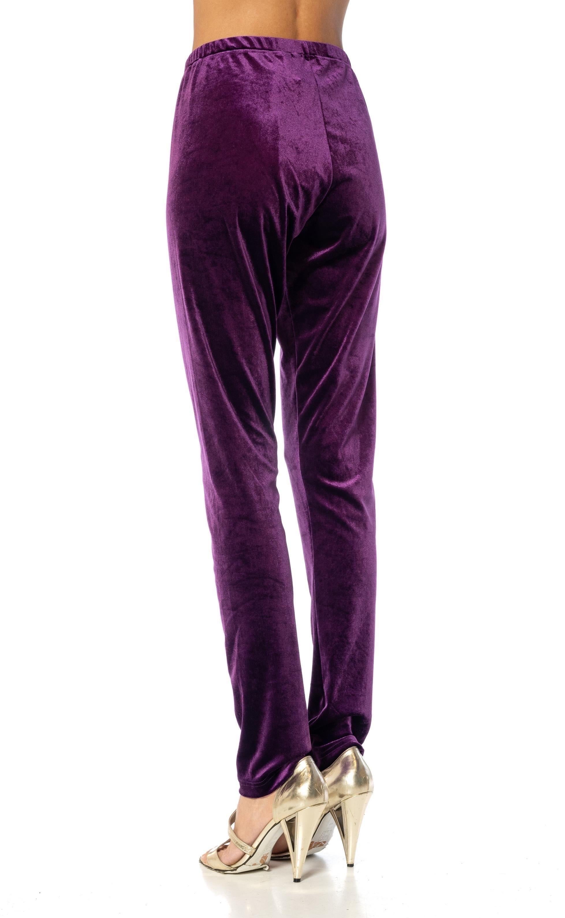 2000S JUNYA WATANABE COMME DES GARCONS Purple Polyester Velvet Stretch Pants NWT 3