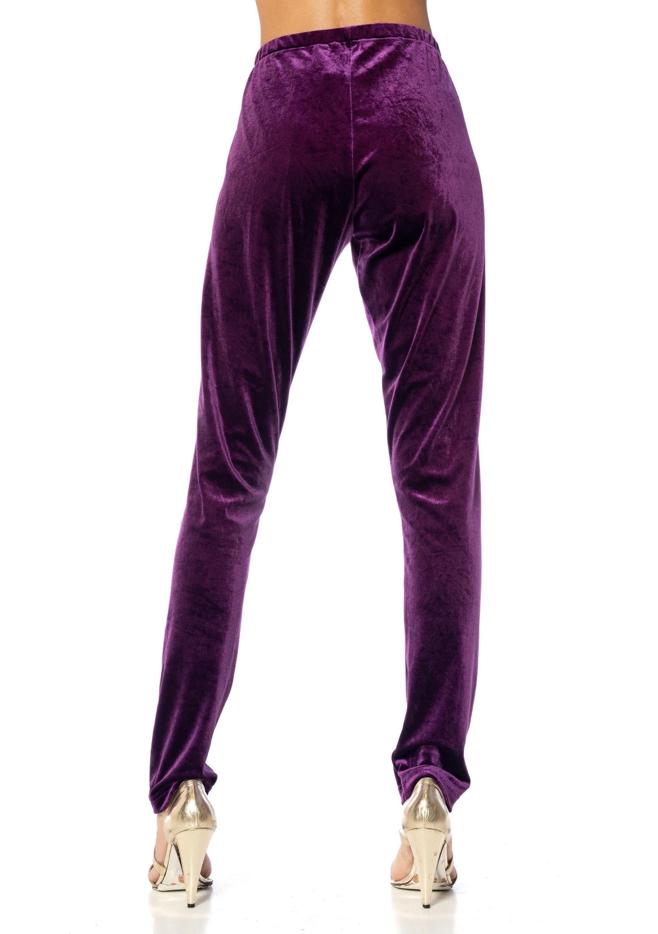 2000S JUNYA WATANABE COMME DES GARCONS Purple Polyester Velvet Stretch Pants NWT 4