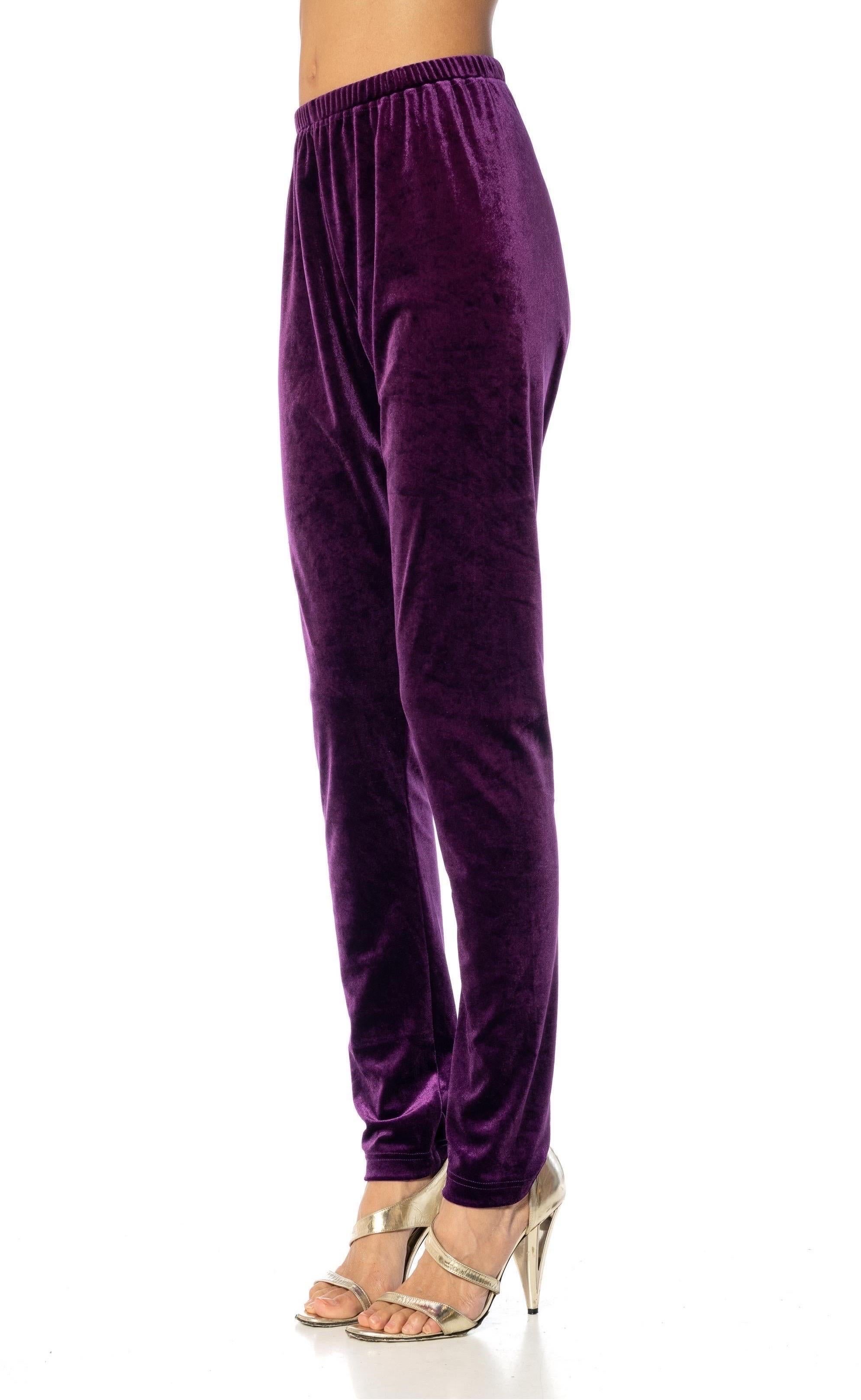 2000S JUNYA WATANABE COMME DES GARCONS Purple Polyester Velvet Stretch Pants NWT 6