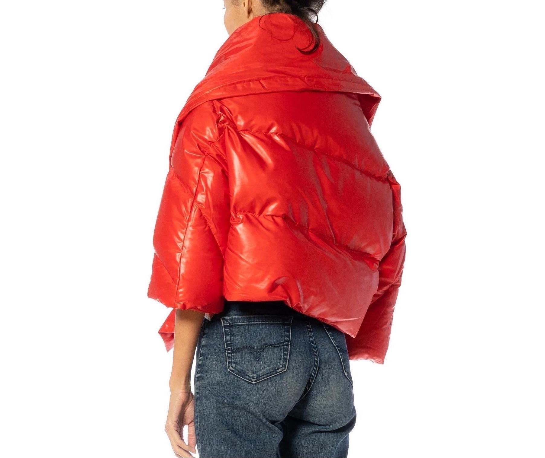 2000S JUNYA WATANABE COMME DES GARCONS Red Polyester Cropped Puffer Coat With G For Sale 4