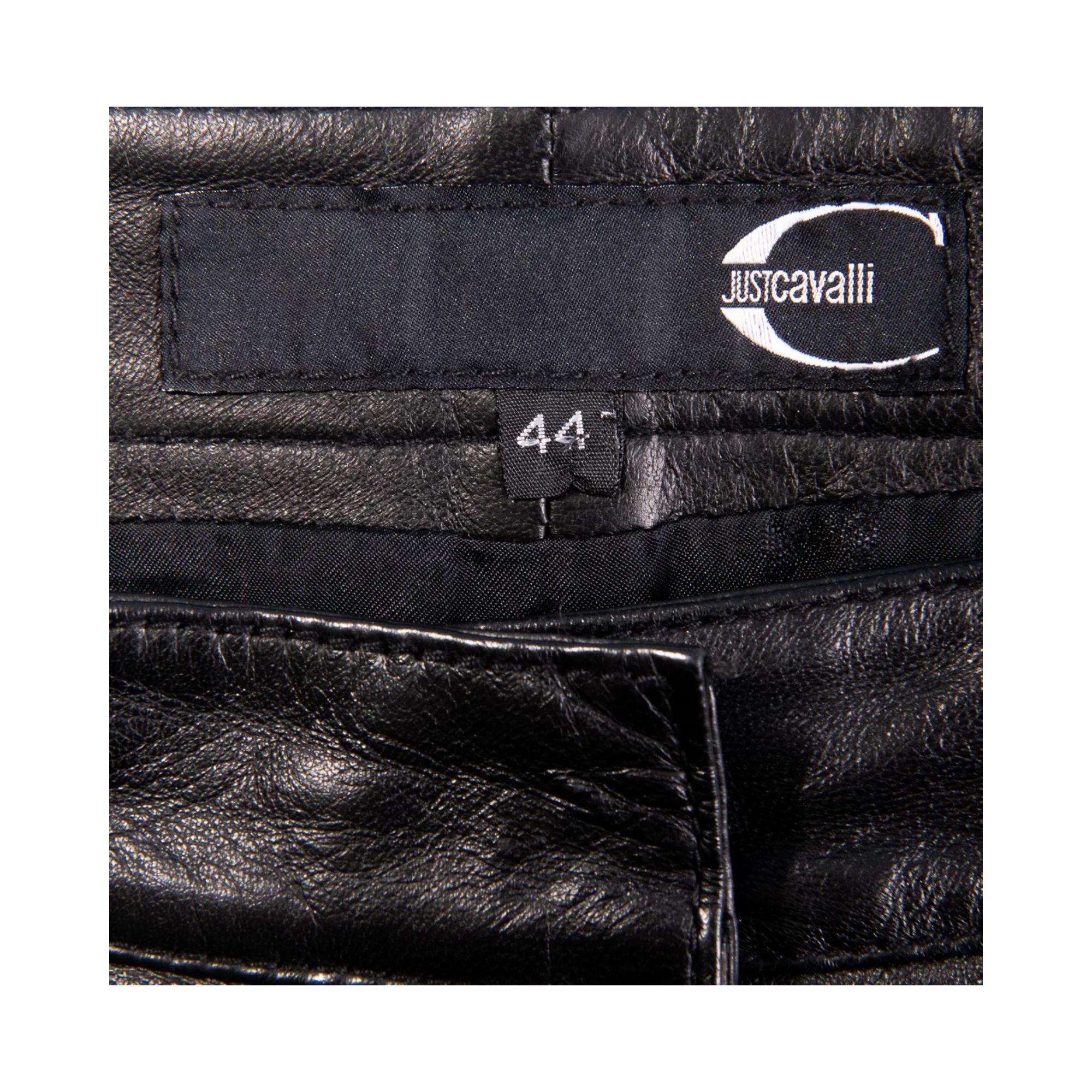 2000's Just Cavalli Black Leather Fringe Skirt 4