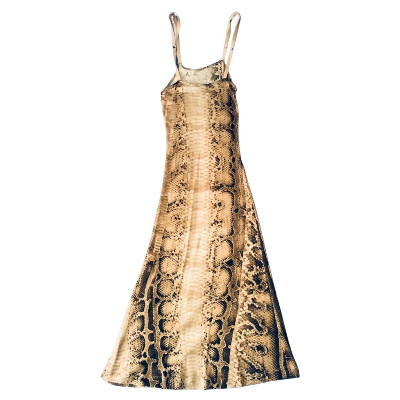 Beige 2000s Just Cavalli Snake Print Dress For Sale