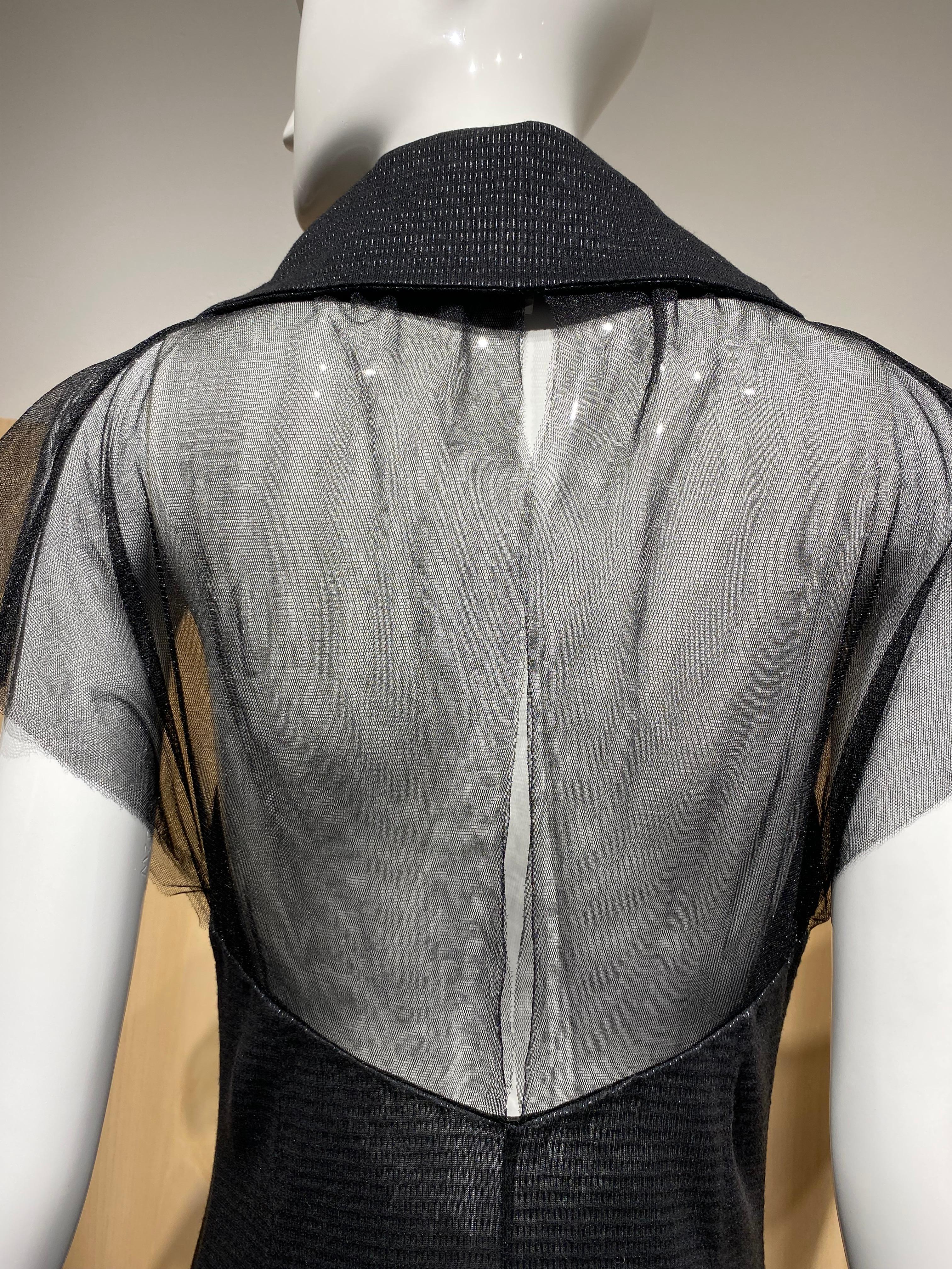 2000er Karl Lagerfeld Schwarzes Strickkleid mit Tüllsaum im Angebot 9