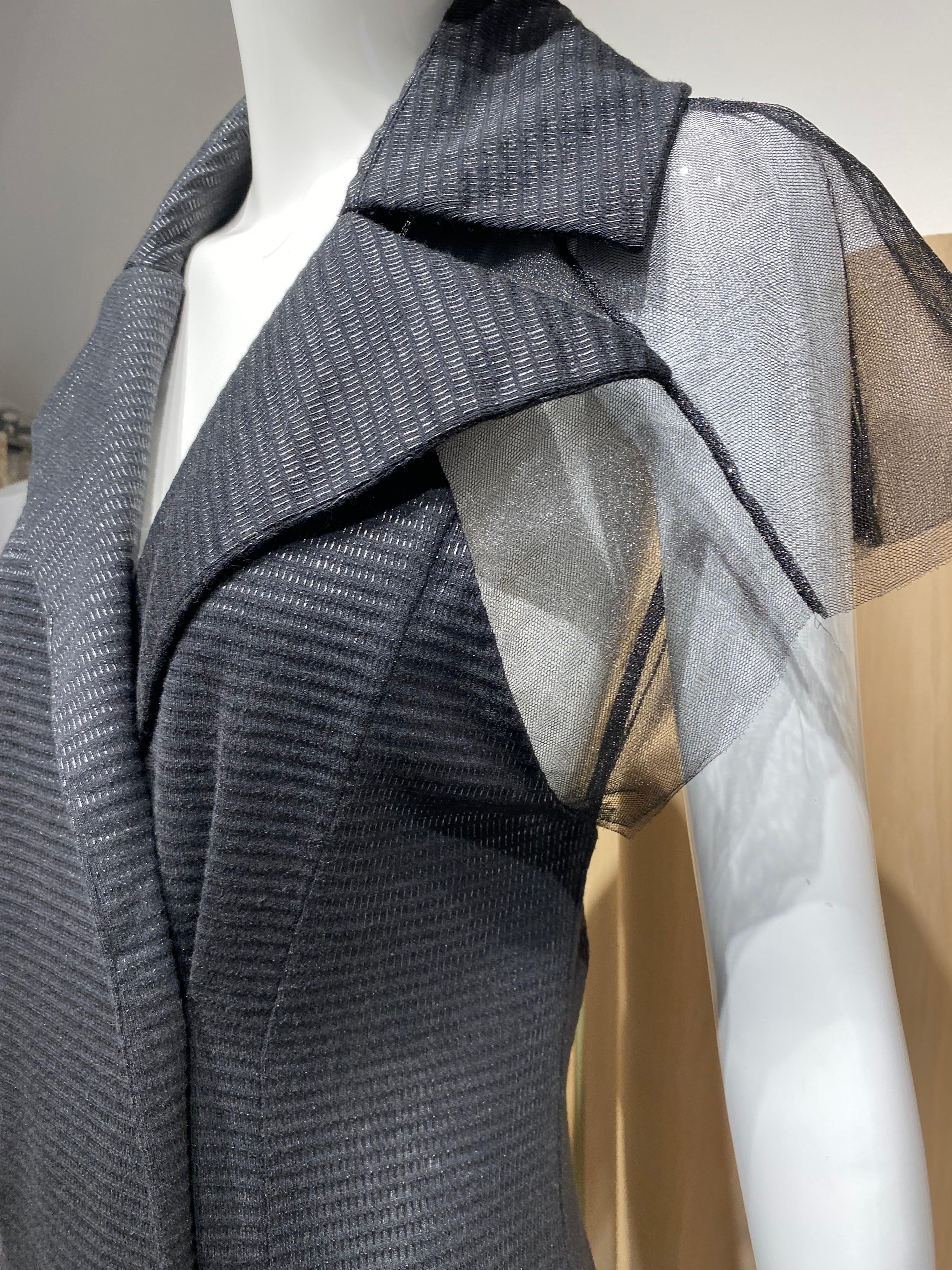 2000er Karl Lagerfeld Schwarzes Strickkleid mit Tüllsaum im Angebot 10