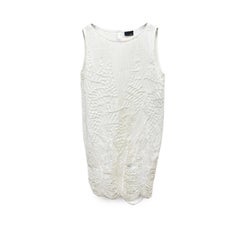 2000S KARL LAGERFELD FENDI White Cotton Blend Brocade Dress With Deconstructed