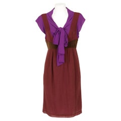 2000s Kenzo Purple and Brown Dress
