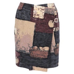2000s Kenzo Vintage Multicolor Pastels Printed Wool Skirt