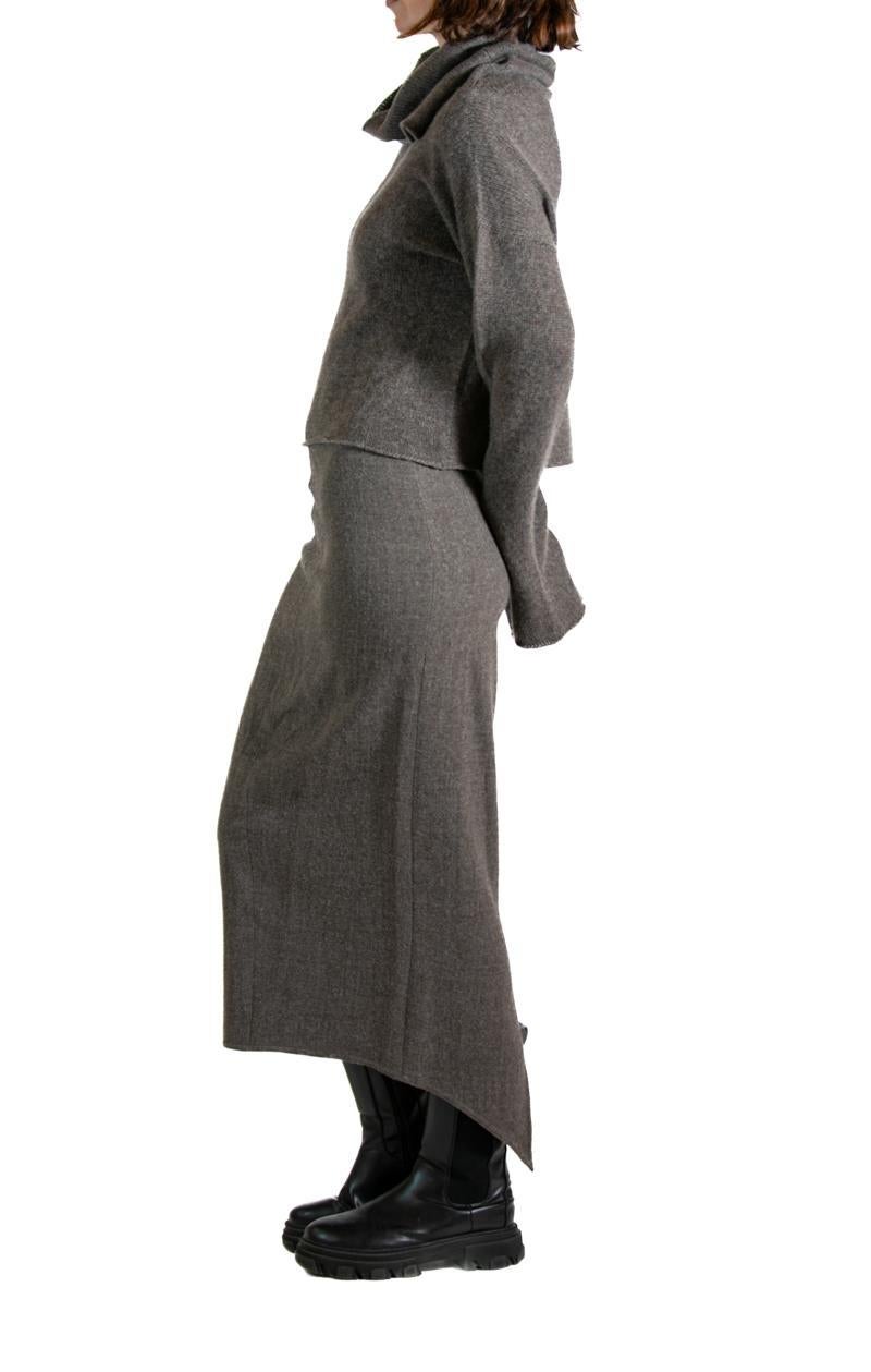 2000S KRIZIA Ensemble en laine et cachemire beige en vente 2
