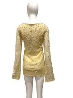 Années 2000 KRIZIA Transparent micro mini perlé jaune