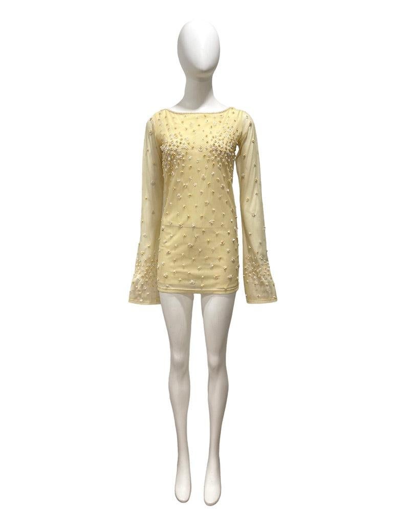 Années 2000 KRIZIA Transparent micro mini perlé jaune Pour femmes en vente
