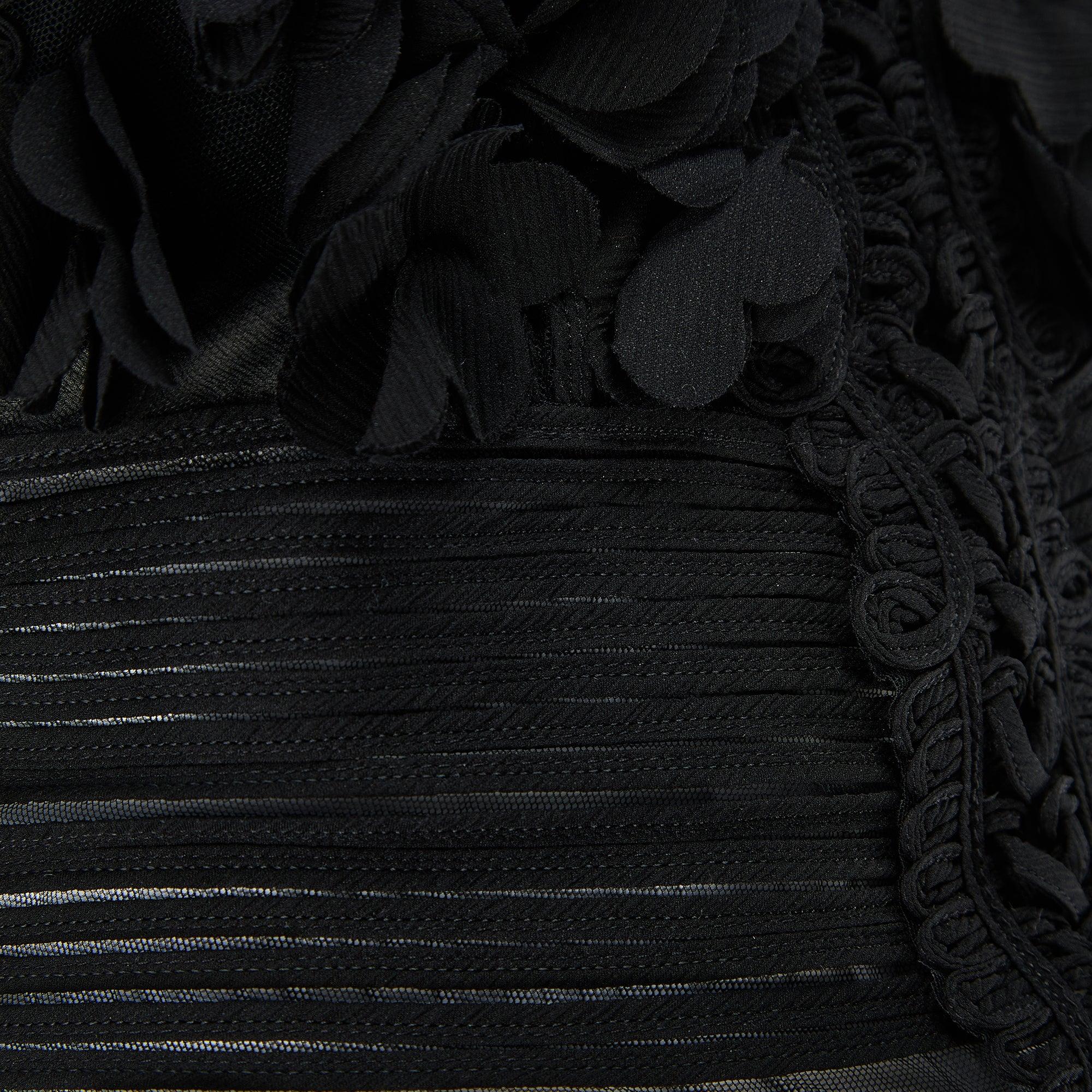 Women's 2000s La Perla Black Peekaboo Corset Cami with Appliqué Flowers For Sale