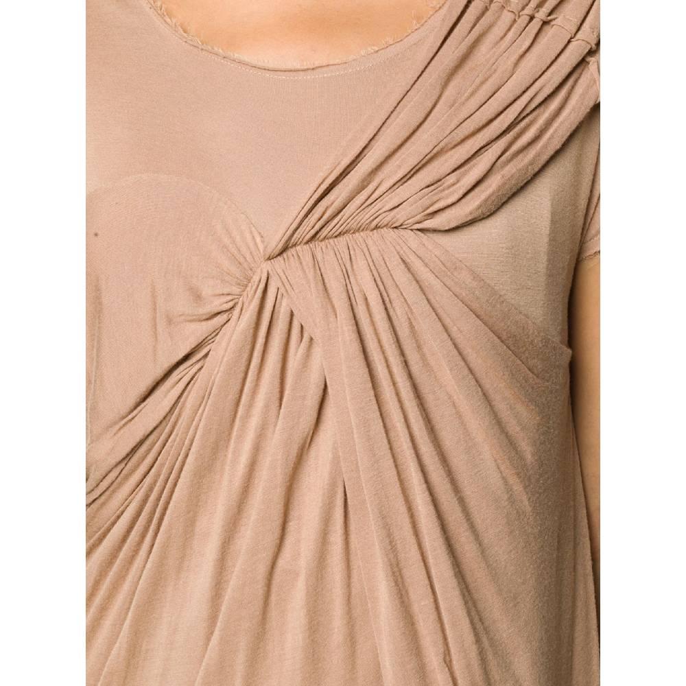 Beige 2000s Lanvin beige short-sleeved draped dress For Sale