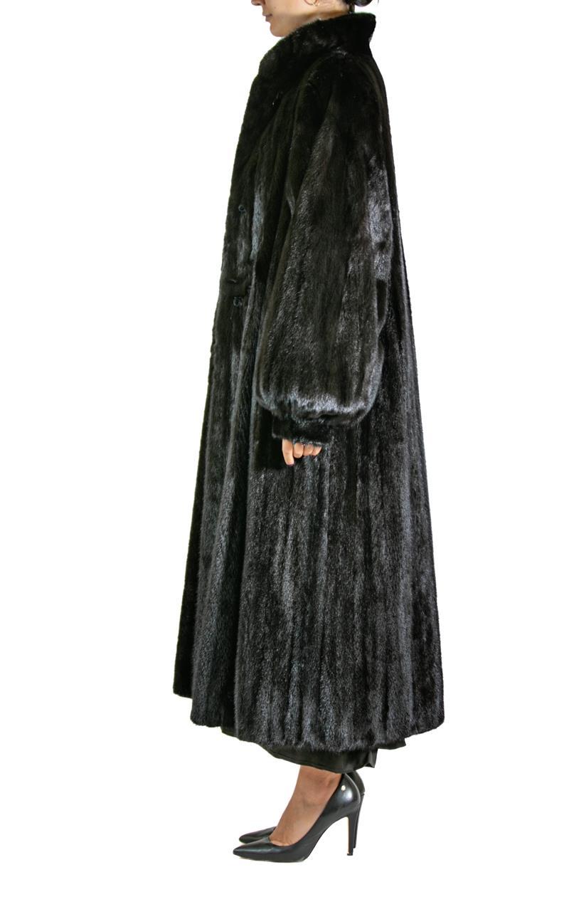 Noir 2000S LANVIN Duster noir doublé de fourrure et de soie en vente