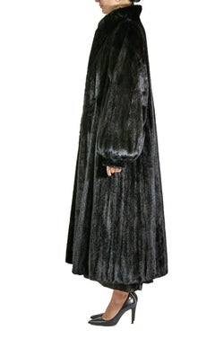 2000S LANVIN Black Fur Silk Lined Duster