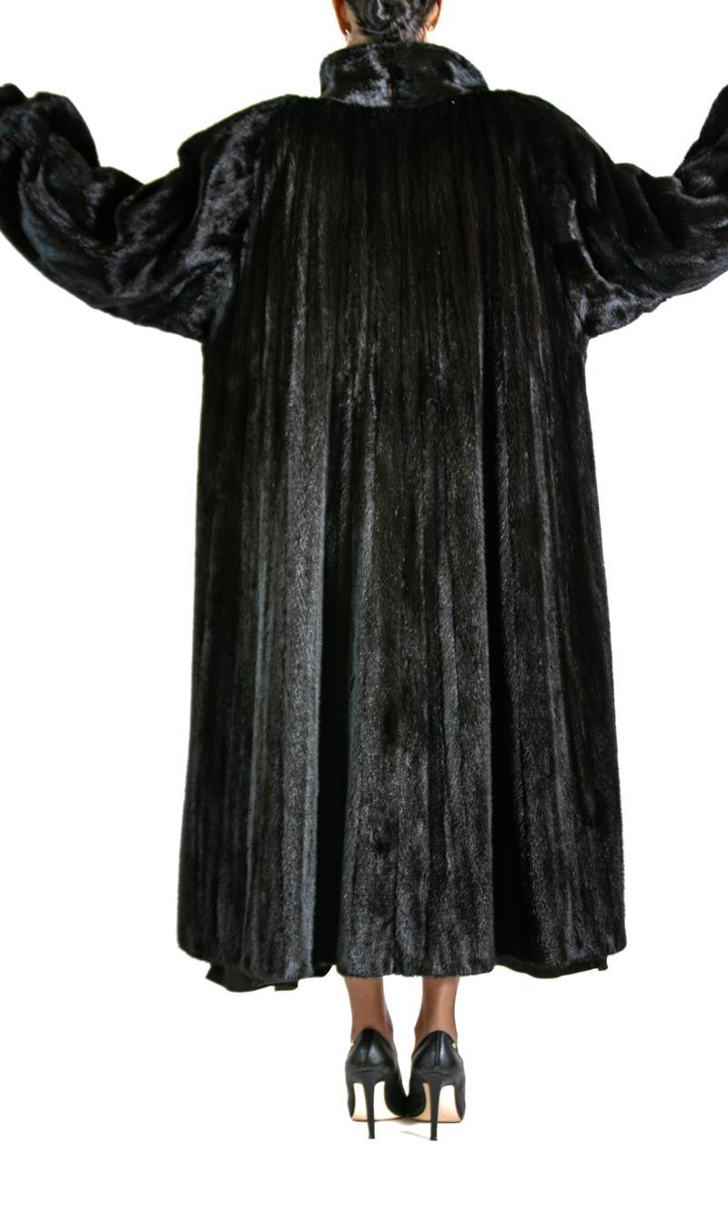 2000S LANVIN Duster noir doublé de fourrure et de soie en vente 4