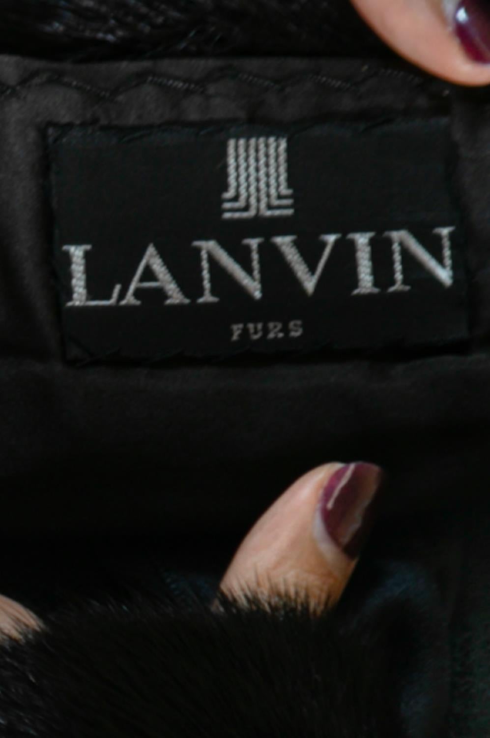 2000S LANVIN Duster noir doublé de fourrure et de soie en vente 5