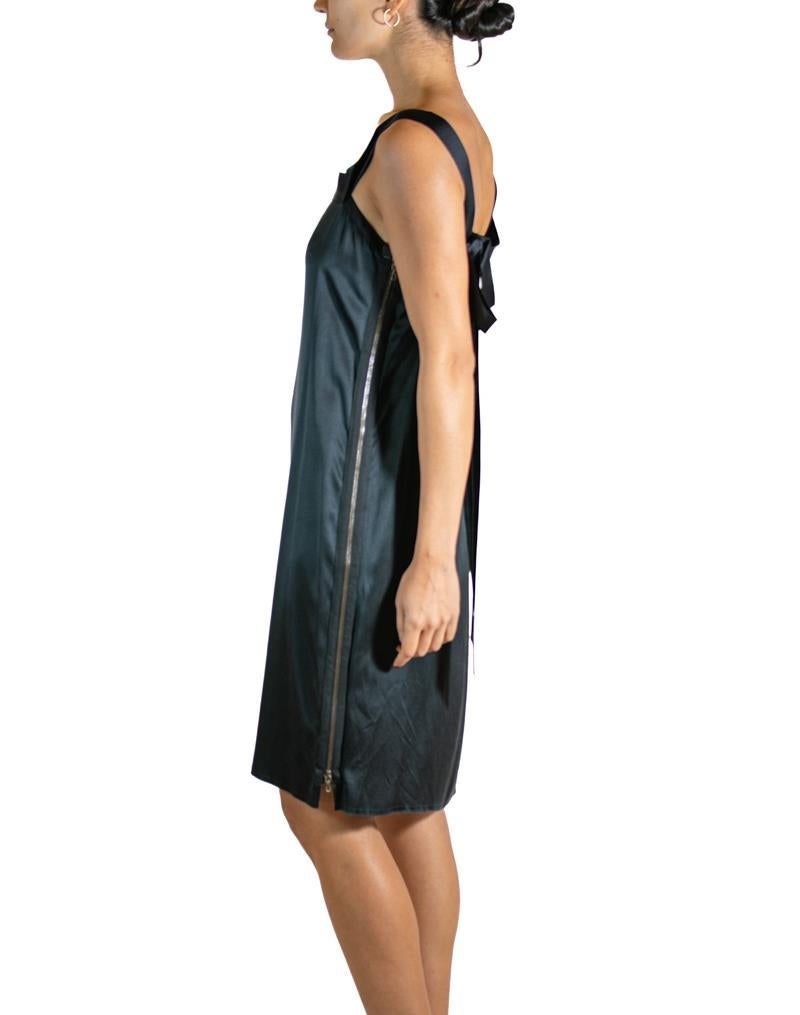 2000S LANVIN Black Silk Cocktail Dress With Bow In Excellent Condition For Sale In New York, NY