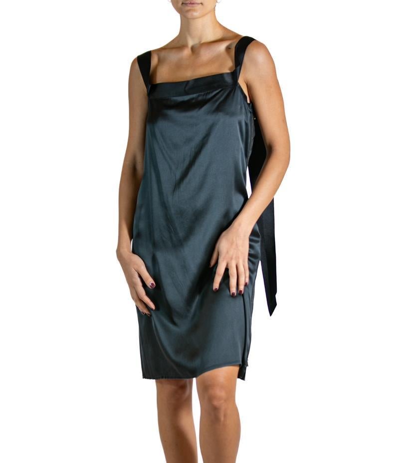 2000S LANVIN Black Silk Cocktail Dress With Bow For Sale 1