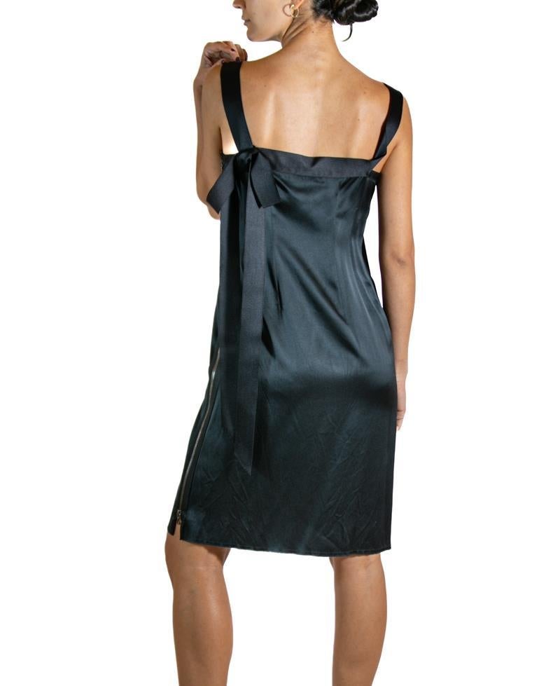 2000S LANVIN Black Silk Cocktail Dress With Bow For Sale 2