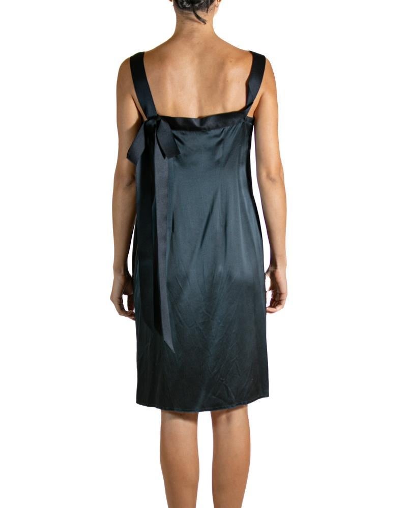 2000S LANVIN Black Silk Cocktail Dress With Bow For Sale 3