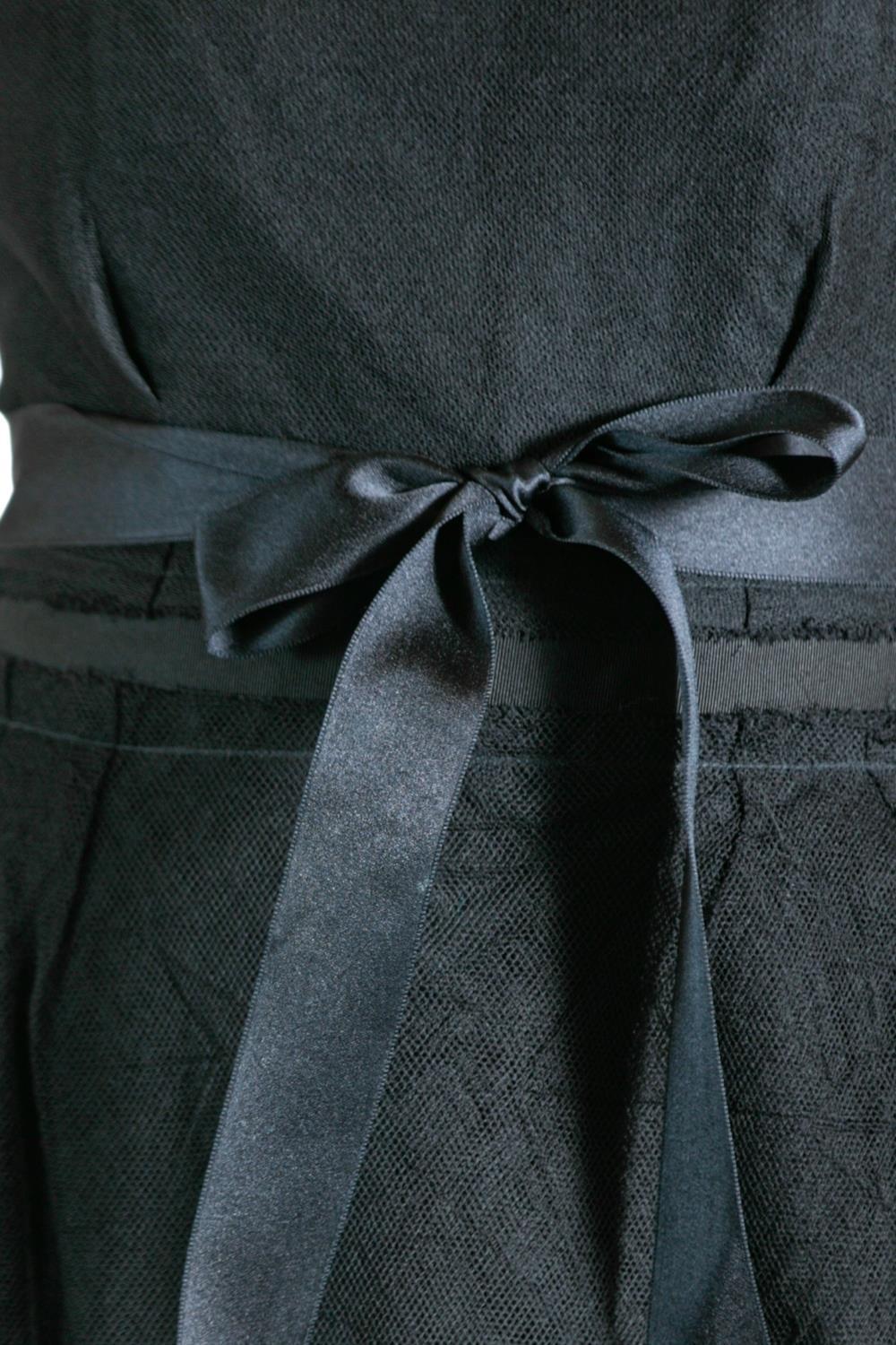 2000S LANVIN Robe bustier en soie et filet de laine noirs en vente 5