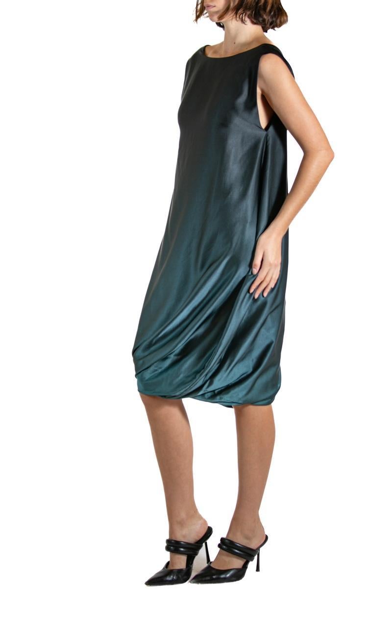 2000S LANVIN Black & Teal Silk Dress For Sale 1