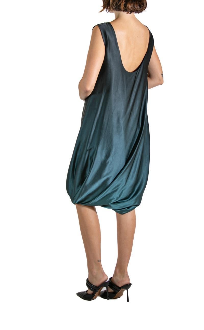 2000S LANVIN Black & Teal Silk Dress For Sale 2
