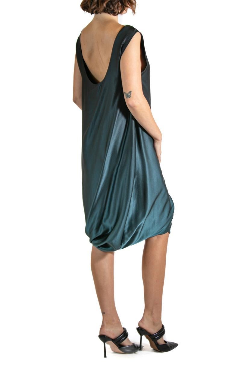 2000S LANVIN Black & Teal Silk Dress For Sale 3