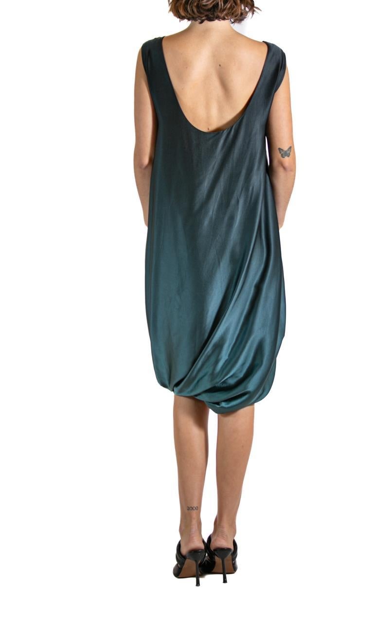2000S LANVIN Black & Teal Silk Dress For Sale 4