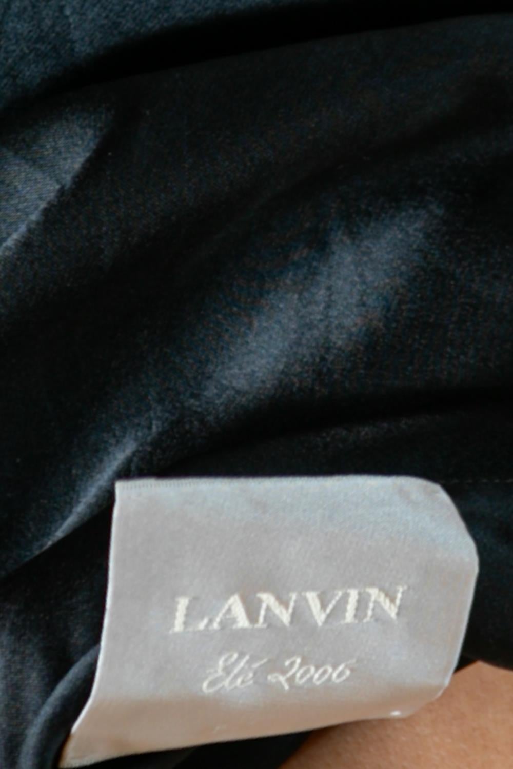 2000S LANVIN Black & Teal Silk Dress For Sale 6