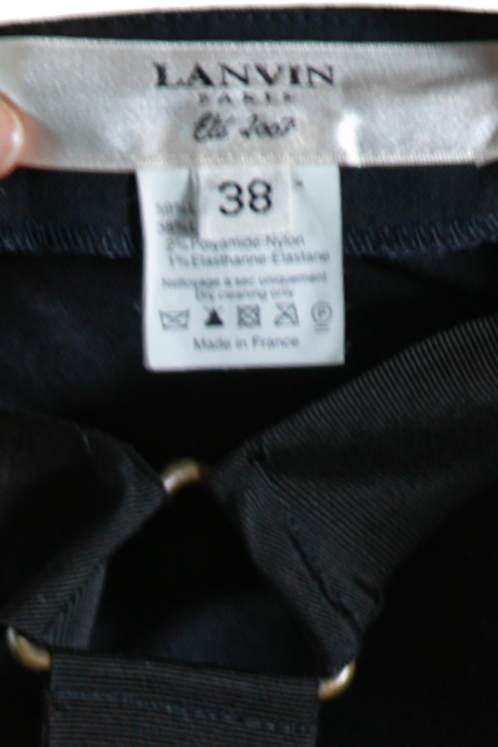 2000S LANVIN Black & Yellow Silk Wool Pleated Dress For Sale 7