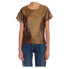 2000S LANVIN Bronze Metallic Silk Blend Top
