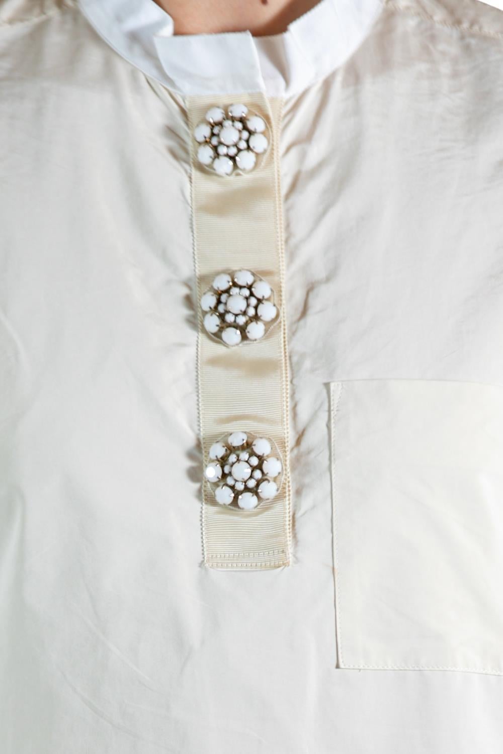 2000S LANVIN Cream Polyester Dress For Sale 6