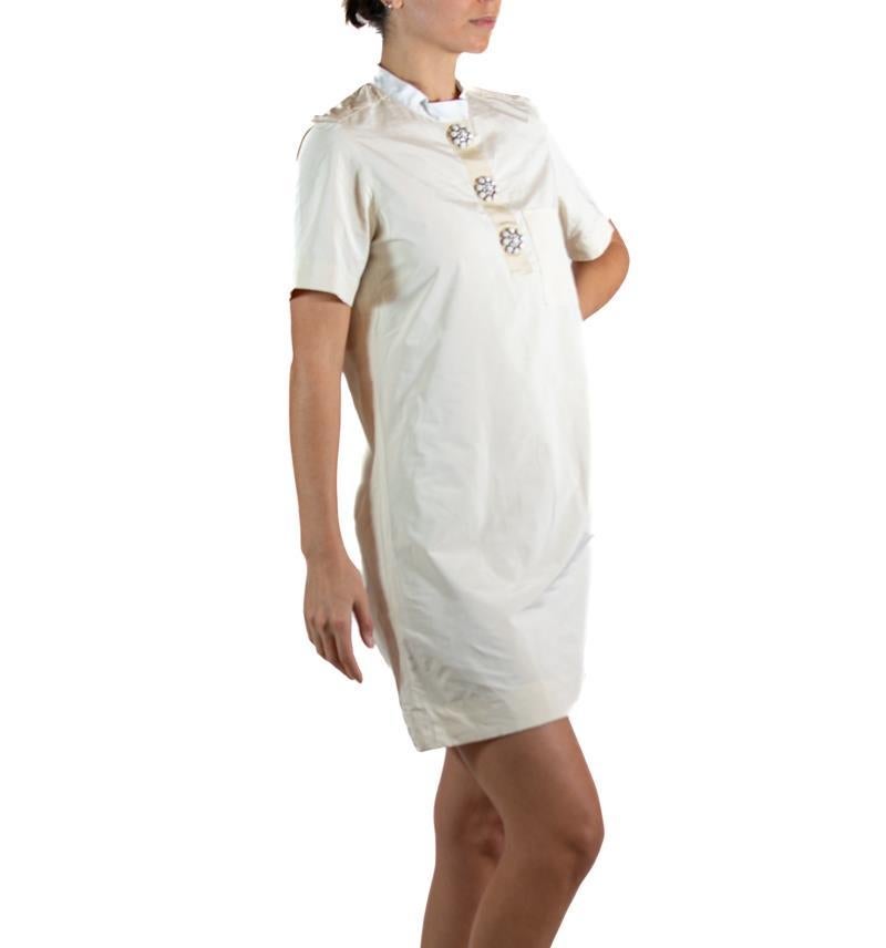 2000S LANVIN Cream Polyester Dress For Sale 5