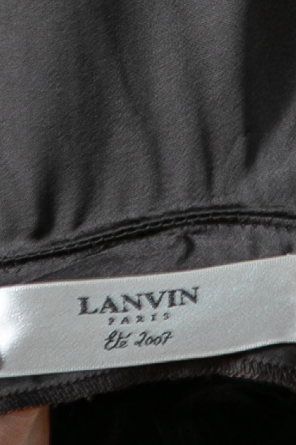 2000S LANVIN Dark Chocolate Brown Silk Satin Dress For Sale 6