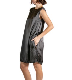 2000S LANVIN Dark Chocolate Brown Silk Satin Dress