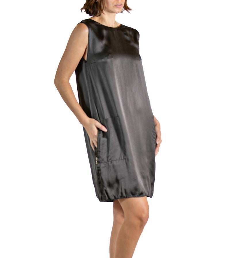 2000S LANVIN Dark Chocolate Brown Silk Satin Dress In Excellent Condition For Sale In New York, NY