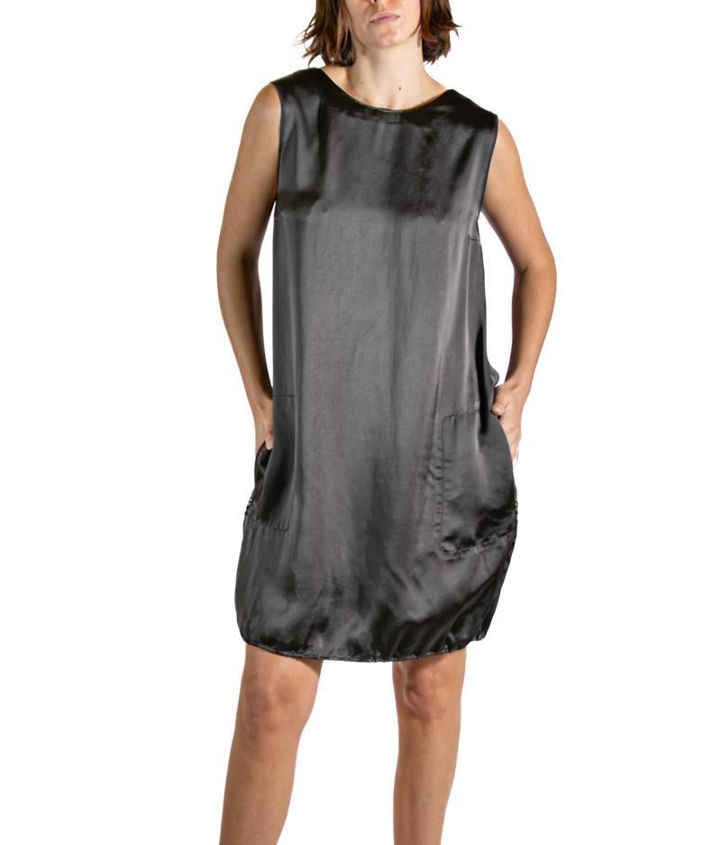 2000S LANVIN Dark Chocolate Brown Silk Satin Dress For Sale 3