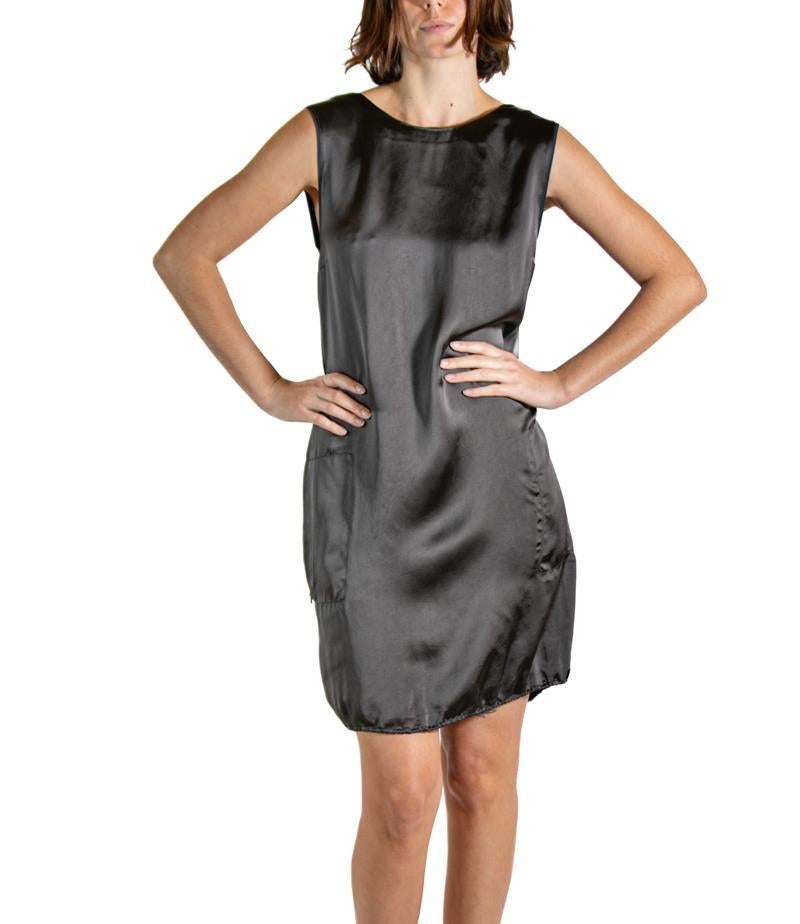 2000S LANVIN Dark Chocolate Brown Silk Satin Dress For Sale 4
