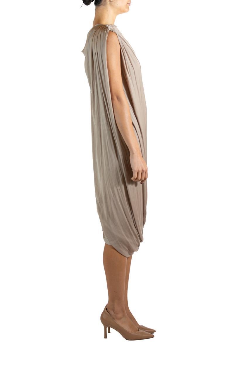 2000S LANVIN Ecru Silk Pleated Dress In Excellent Condition In New York, NY