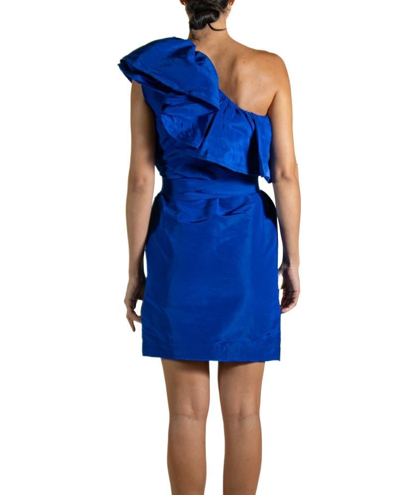 2000S LANVIN Electric Blue  Silk & Wool Runway Dress For Sale 3