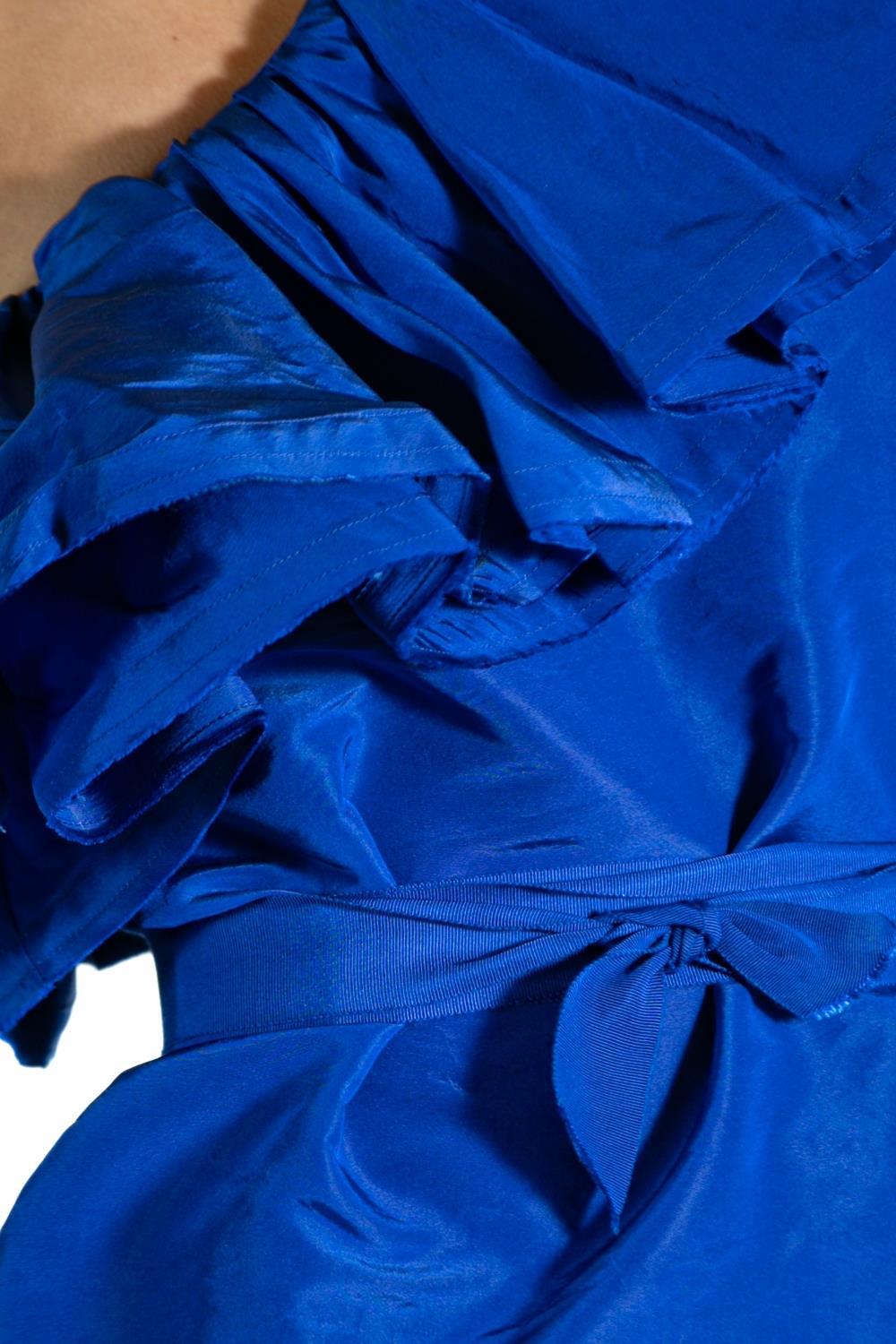 2000S LANVIN Electric Blue  Silk & Wool Runway Dress For Sale 6