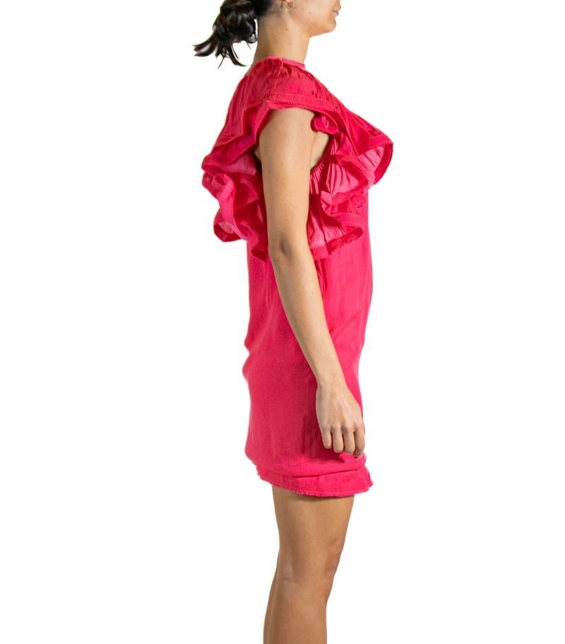 2000S LANVIN Fuchia Polyester  Dress In Excellent Condition For Sale In New York, NY
