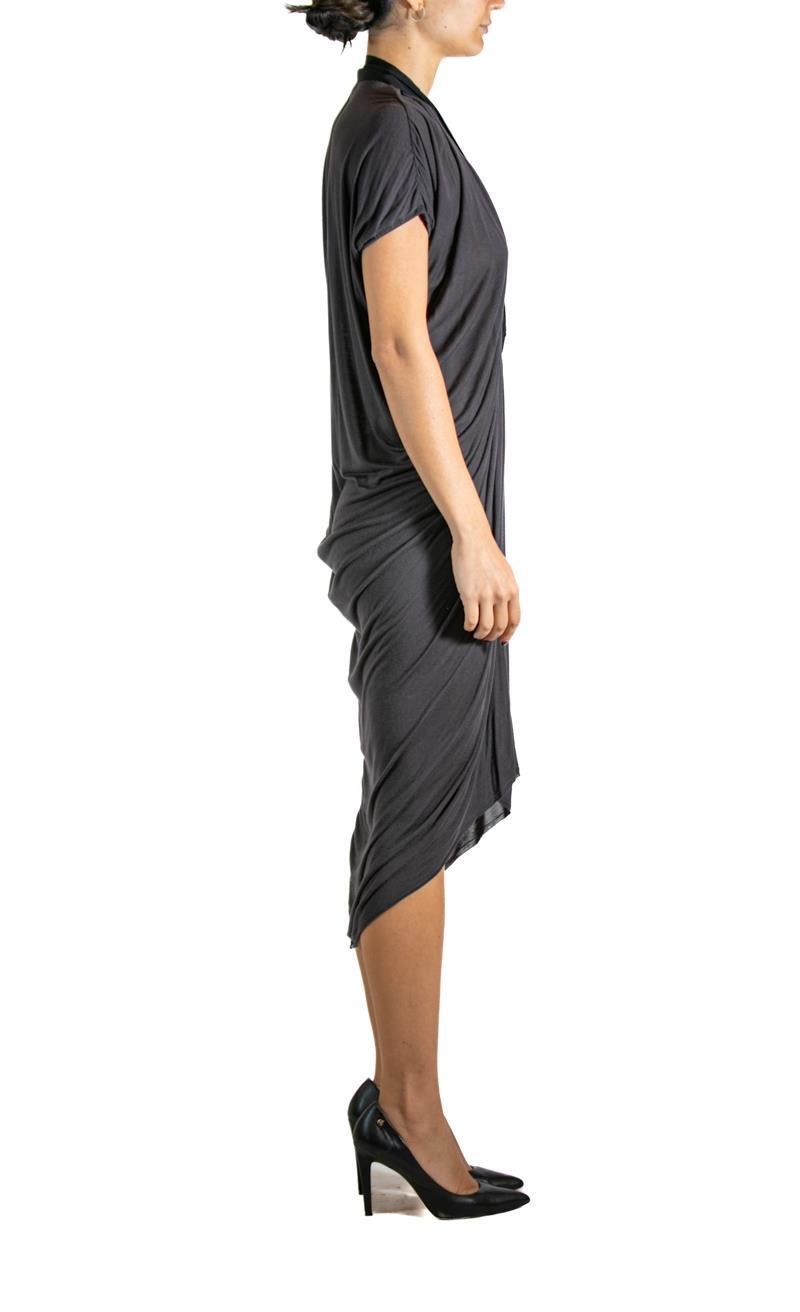 2000S LANVIN Grey & Black Viscose Dress For Sale 1