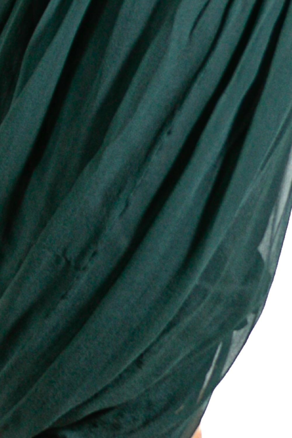 2000S LANVIN Hunter Green & Grey Silk Wool Dress For Sale 3