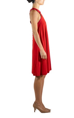 2000S LANVIN Red Acetate & Poly Dress