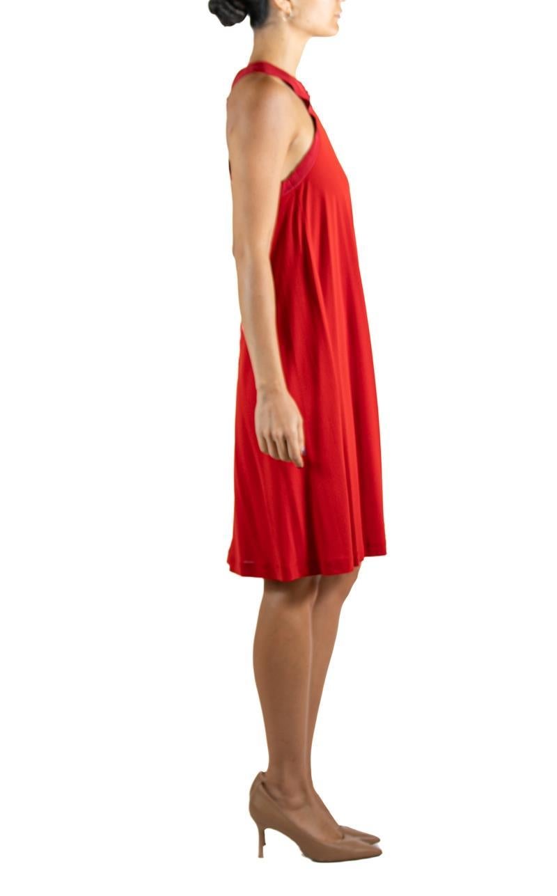 2000S LANVIN Red Acetate & Poly Dress In Excellent Condition For Sale In New York, NY