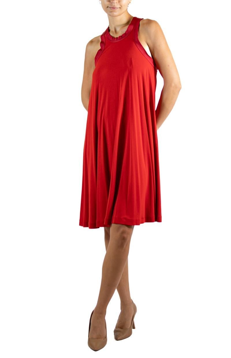 Women's 2000S LANVIN Red Acetate & Poly Dress For Sale
