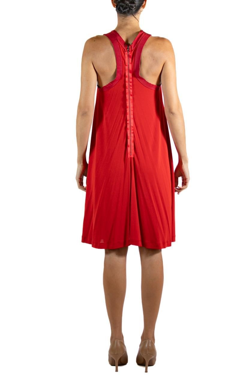 2000S LANVIN Red Acetate & Poly Dress For Sale 1