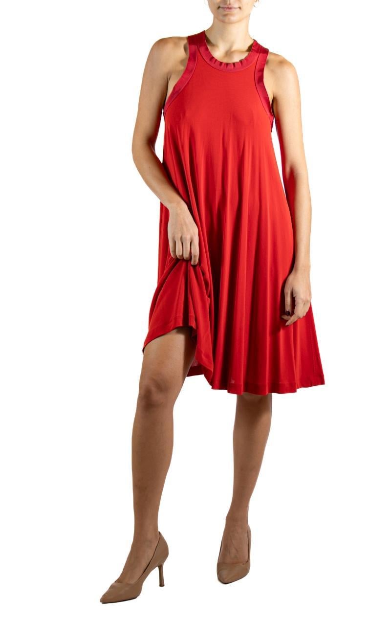 2000S LANVIN Red Acetate & Poly Dress For Sale 3